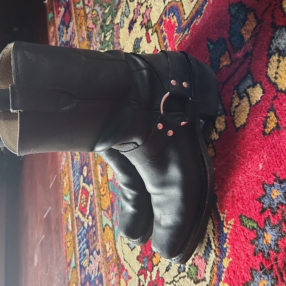Durango Leather Biker Motorcycle  Harness Lower Heel Oiled Black Boots 10